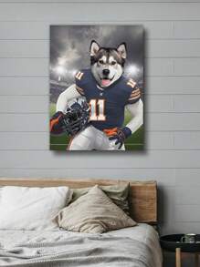 1 pieza Impresión personalizada de mascota en lienzo, retrato personalizado de mascota, retrato de perro, retrato de gato, pintura en lienzo de jugador de rugby, regalo de arte personalizado, impresiones en lienzo con tus fotos en arte de pared personalizado para dormitorio, sala de estar, boda, bebé, mascota, familia, amor, pareja, amigo, imagen, foto, arte de pared enmarcado, regalo de Navidad, mejor amigo, regalo familiar, regalo de cumpleaños, regalo para familia/amigo/novia/novio