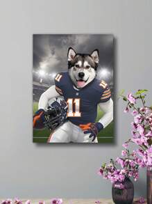 1 pieza Impresión personalizada de mascota en lienzo, retrato personalizado de mascota, retrato de perro, retrato de gato, pintura en lienzo de jugador de rugby, regalo de arte personalizado, impresiones en lienzo con tus fotos en arte de pared personalizado para dormitorio, sala de estar, boda, bebé, mascota, familia, amor, pareja, amigo, imagen, foto, arte de pared enmarcado, regalo de Navidad, mejor amigo, regalo familiar, regalo de cumpleaños, regalo para familia/amigo/novia/novio