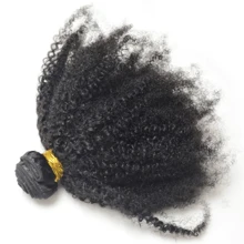 Afro Kinky Curly Bundles Human Hair 1 Single Bundle Afro Curly Weave Crochet Hair For Women Hair Bundles Natural Black Hair Extensions - Black - View 3