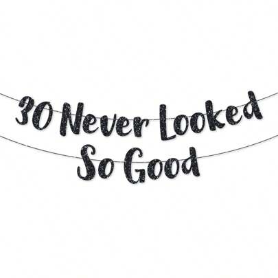 1Set,30/40/50/60/70/80/90 Black Never Looked So Good Gold DIY String Glitter Banner - 30th/40th/50th/60th Anniversary And Birthday Party Decorations-Golden Milestone Glitter Banner - Sparkling 30th/40th/50th/60th/70th/80th Birthday Party Decorations