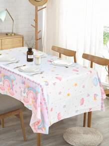 1 件 130*220 厘米彩虹独角兽图案塑料一次性桌布、桌布、婴儿淋浴性别揭秘派对生日派对桌面装饰、家居装饰、生日装饰、户外野餐装饰、独角兽主题派对装饰 - 彩虹獨角獸 - 查看 7