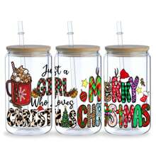 5 Sheets Christmas UV DTF Cup Stickers, Glass Sports DTF Transfer Stickers,Flowers Waterproof Friction Transfer Paper For 16 Oz Glass, Mugs, Crafts, Furniture - 樣式4-5表 - 查看 4