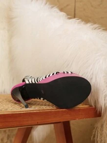 女士露趾绑带高跟凉鞋，性感超高跟时尚礼服鞋，尺码 35-42，夜店鞋，女士厚底高跟鞋 - 彩色 - 查看 2