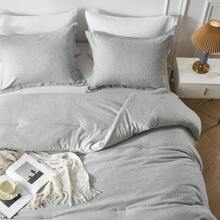 2/3-Piece Soft Luxury Bed Comforter Set Queen, Boho Cationic Dyeing Breathable Fluffy Bed Sets With 1 Comforter And 1 Or 2 Pillow Shams For All Season,  Bedding Set , Room Decor, Bedroom Decor , Ideal Gift , A Present For Mom - 灰色 - 查看 7