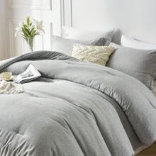 2/3-Piece Soft Luxury Bed Comforter Set Queen, Boho Cationic Dyeing Breathable Fluffy Bed Sets With 1 Comforter And 1 Or 2 Pillow Shams For All Season,  Bedding Set , Room Decor, Bedroom Decor , Ideal Gift , A Present For Mom - 灰色 - 查看 5