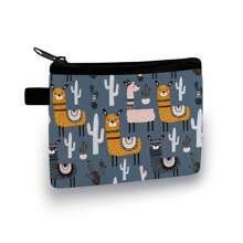 Coin Purse In Colourful- Sloth Bears/Alpaca/Flamingo Printed Coin Purse - Casual Style, Polyester Material - Multicolor - View 10