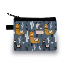 Coin Purse In Colourful- Sloth Bears/Alpaca/Flamingo Printed Coin Purse - Casual Style, Polyester Material - Multicolor - View 12