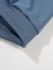 男士纯色圆领套头卫衣，休闲日常穿着，适合秋季，长袖上衣 - 霧霾藍 - 查看 6