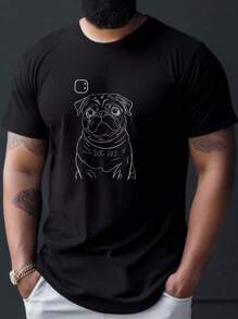 Pug Dog Face On Black T-Shirt, Men's Casual Cotton T-Shirt – Soft, Comfortable, And Stylish – Perfect For Daily Wear And Outdoor Adventures