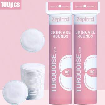Zepirrcl 100/300 件一次性优质圆形卸妆垫，柔软亲肤清洁垫适合所有肤质，面部化妆、清洁、护肤工具，6*6 厘米便携尺寸