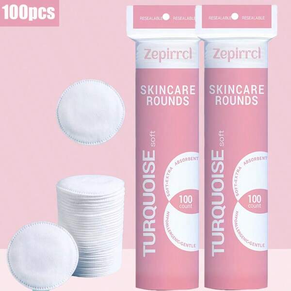 Zepirrcl 100/300 piezas Almohadillas desmaquillantes redondas desechables premium, almohadillas limpiadoras suaves y amigables con la piel aptas para todo tipo de pieles, maquillaje facial, limpieza, herramienta de cuidado de la piel, tamaño portátil de 6*6cm