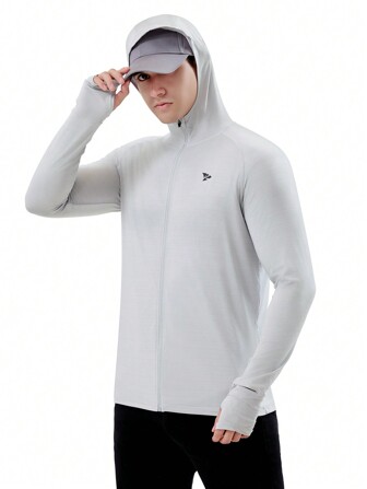 RODEEL Men's Lightweight Full Zip Neck Gaiter Sun Protection Hoodie Jacket Long Sleeve For Hiking Fishing Workout Outdoor Performance Shirt