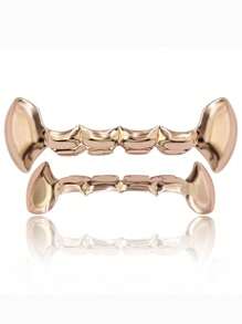 1PC&2pcs Vampire Teeth Grillz Teeth Gold Grills For Your Teeth Hip Hop Half Fang Slug Grillz For Women 18K Gold Plated Gold Jewlry Rapper Costume