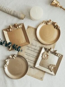 10/5/4/3/1pc Bow Jewelry Tray, 1 Metal Resin Storage Tray, Vintage Wedding Cake Storage Tray, Ring Jewelry Bedroom Tray, Vintage Style Mini Tray, Jewelry Shooting Props Back To School
