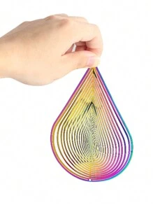 1 件北欧渐变 3D 旋转风铃，不锈钢动能视觉效果，户外花园悬挂装饰 - 彩色 - 查看 4