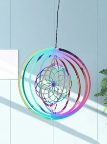 1 件北欧渐变 3D 旋转风铃，不锈钢动能视觉效果，户外花园悬挂装饰 - 彩色 - 查看 3