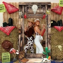 1pc Western Cowboy Bounty Poster Vintage Backdrop, Holiday, Birthday, Party, Bathroom Gift Occasion Decor Hollow Photo Frame Hanging Cloth Photography Prop