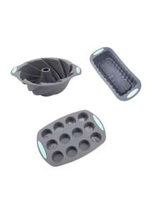 1 pieza Molde de silicona gris para pastel de gasa rectangular redondo resistente a altas temperaturas Bandeja de horneado Juego de moldes para pan tostado y donas - Gris - Ver 14