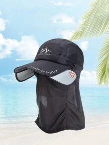 1 Pieza Sombrero Impermeable Plegable Para El Sol Para Hombres Con Protección Para La Cara y El Cuello, Sombrero De Moda Con Protección Uv, Máscara Removible y Gorra De Béisbol Para Senderismo, Escalada, Caza, Pesca y Otras Actividades Al Aire Libre - Azul Marino - Ver 6