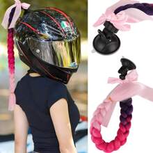 Extensions de cheveux synthétiques d'1 pièce seul tenant avec tresses en rampe dégradée de 20 pouces avec ventouse pour casque. Idéal pour la décoration de moto. - Multicolore - Voir 16