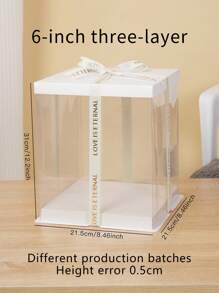 1pc White Lid Transparent Cake Box, Suitable For Cakes, Pastries, Chocolates, Cookies, Pies, Birthday Parties, Weddings, Valentines, Gift Packaging & Storage Box School Supplies Food Bag Food Box Suitable For Candy Chocolate Cookies Etc.