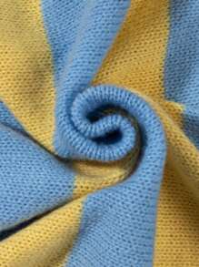 Loose Fit Casual Street Style Unisex Knitted Sweater, Warm For Spring, Autumn & Winter, European & Asian Design, Long Sleeve, Dropped Shoulder, Minimalist Striped Crew Neck