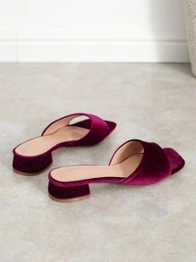Women Fashion Metal Buckle Slip-On Slippers, Burgundy Low Heel Comfortable Versatile Non-Slip Flat Roman Sandals