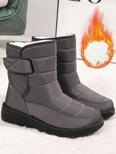 Plus Size 36-45 Thick Warm Snow Boots For Women, Short Tube Winter Ankle Boots, Round Toe, Anti-Skid, Thickened, Large Size Flat Shoes