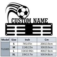 1pc Personalized Custom Football Medal Holder, Custom Name Custom Football Medal Hanger, Metal Display Awards Wall Metal Art For Living Room