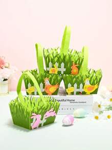 1pc Easter Square Portable Non - Woven Basket For Storing Small Items For Festive Home Decoration - Multicolor 2 - View 2