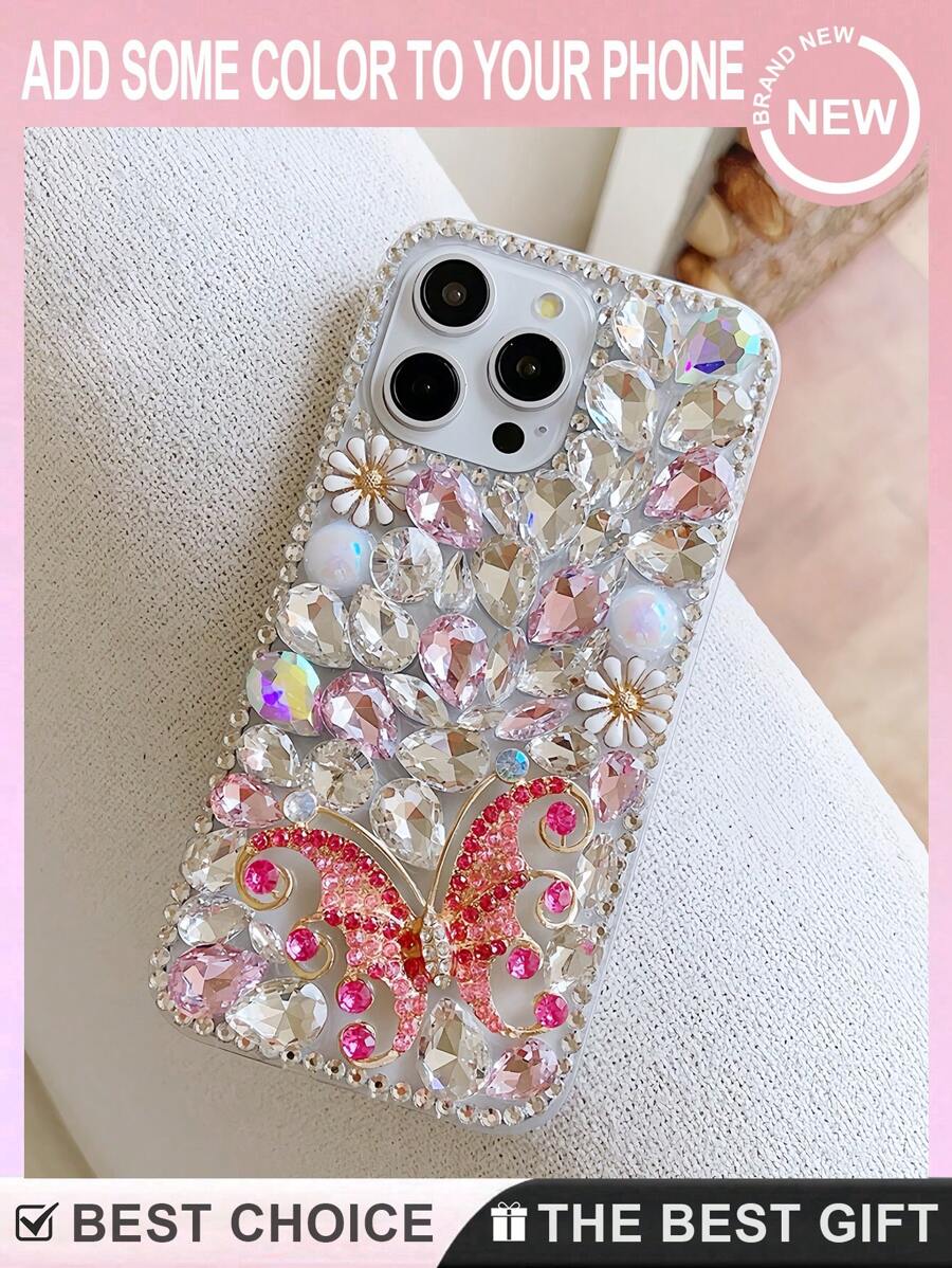 Animal Phone Case Colorful Butterfly Rhinestone Shell Applicable IPhone 16 Pro Max 16 Pro 16 Plus IPhone 16