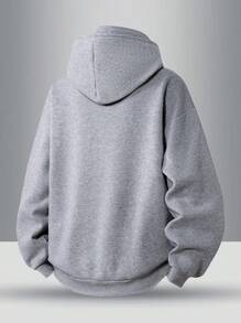 Sudadera con capucha de media cremallera de unicolor casual para hombres, de manga larga, para primavera y otoño - Gris - Ver 3