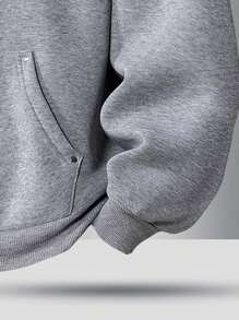 Sudadera con capucha de media cremallera de unicolor casual para hombres, de manga larga, para primavera y otoño - Gris - Ver 4