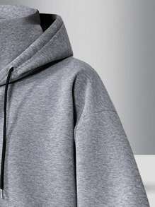 Sudadera con capucha de media cremallera de unicolor casual para hombres, de manga larga, para primavera y otoño - Gris - Ver 2