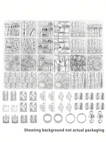 280pcs Silvery Metal Hair Braiding Rings & Cuffs Set - Hip-Hop Punk Style Hollow-Out Dreadlock Beads For Women And Girls, DIY Braid Jewelry Accessories, Solid Color Hair Clips For Stylish Updos And Braids Valentines, School Stuff