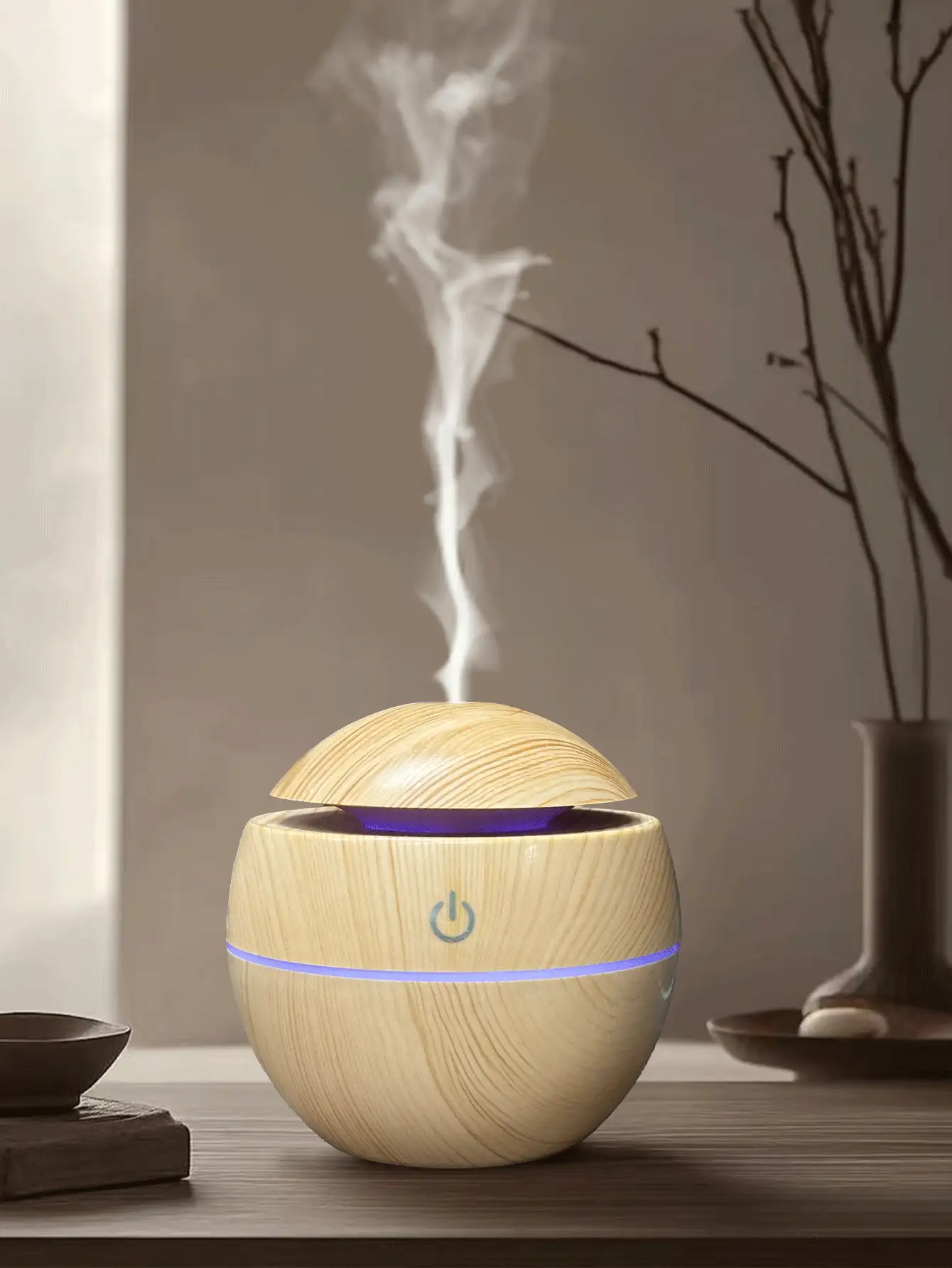 USB 木纹加湿器 - 便携式喷雾器和空气净化器，适用于家庭、办公室、卧室 - 旅行的理想选择//、家居装饰、房间装饰