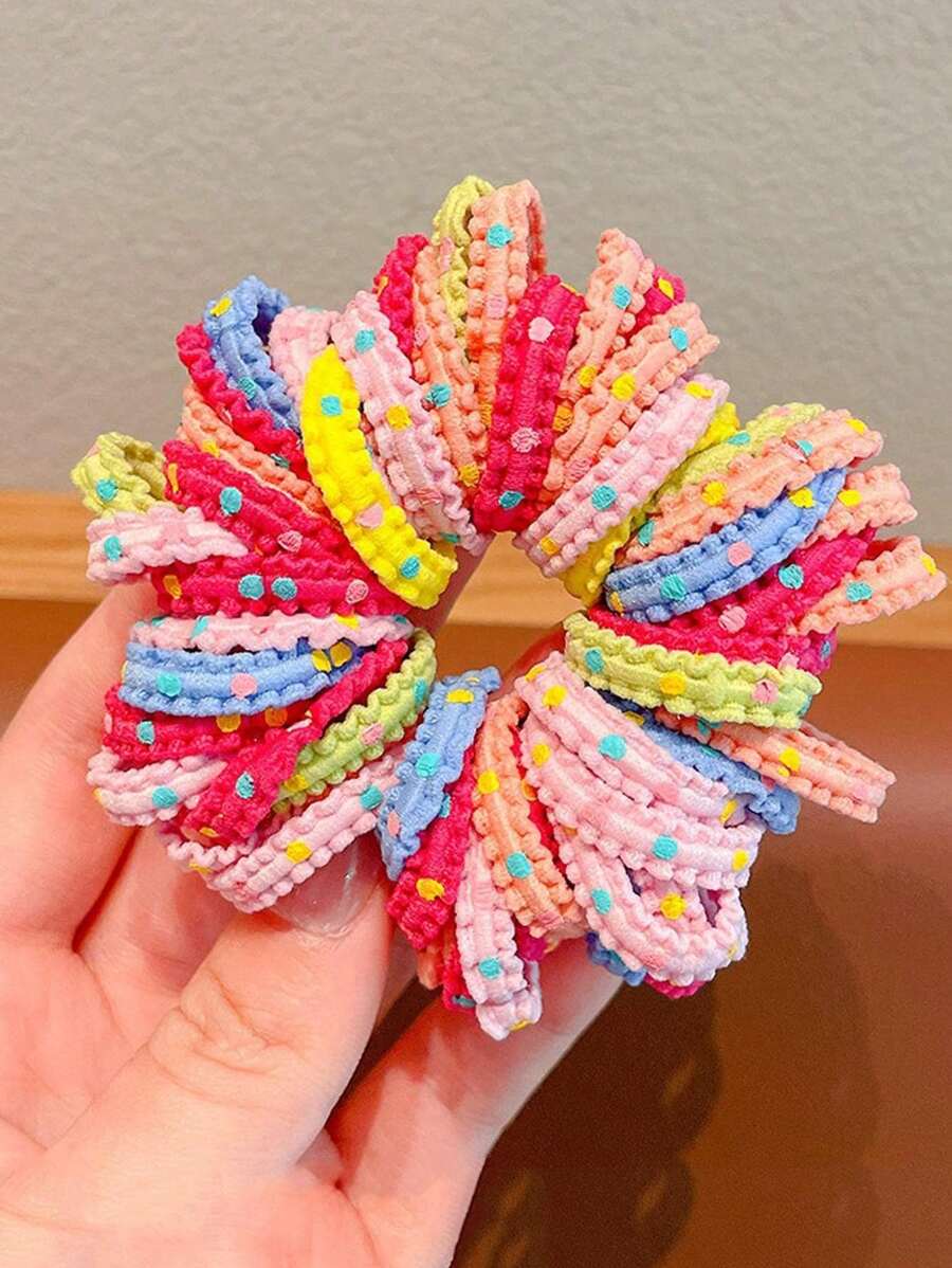 2 件套 100 件女士混色发辫橡皮筋发带高弹力不伤发装饰性时尚发带适合日常使用 - 彩色 - 查看 1