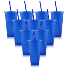 10pcs Reusable Glitter Plastic Cups With Lid And Straws, 24oz Colorful Bulk Party Cups, Cold Travel Cups, Suitable For Ice Drinks, Water, Coffee, Parties, Gatherings, Camping, Water Bottles