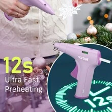 Narbell Pistola de pegamento inalámbrica de 4V, pistola de pegamento con precalentamiento rápido en 12 s, recargable por Type-C con batería de 2000mAh, barras de pegamento de 7 mm x 30, apagado inteligente, ideal para proyectos DIY/hechos a mano/reparaciones