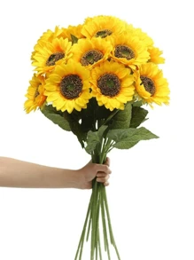 5pcs/Pack Artificial Sunflower, Home Living Room Wedding Decor Fake Flower, Photography Prop, Valentine's Day, Gift Gifts Birthday Graduation