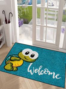 1 件 Welcome 可爱凸眼海龟图案门垫，卡通风格室内户外防滑垫，可机洗防污吸水速干垫，适用于厨房、餐厅、走廊、浴室、卧室、户外、门装饰、四季礼物生日毕业 - 藏蓝色 - 查看 1