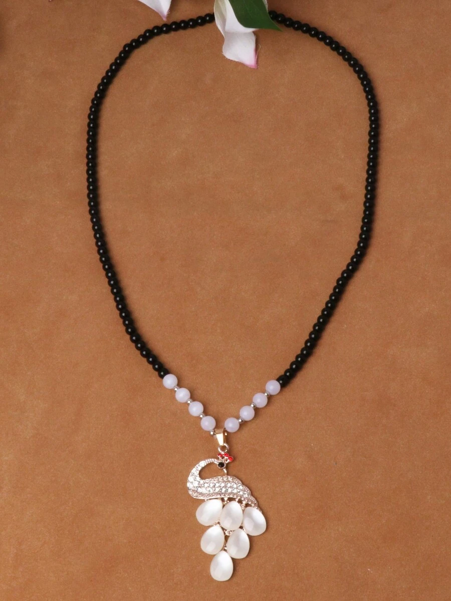 1 buc colier cu pandantiv lung cu mărgele de păun, toamnă/iarnă, colier de pulover pentru femei