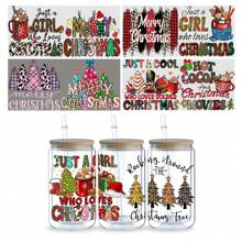 5 Sheets Christmas UV DTF Cup Stickers, Glass Sports DTF Transfer Stickers,Flowers Waterproof Friction Transfer Paper For 16 Oz Glass, Mugs, Crafts, Furniture - 樣式4-5表 - 查看 2