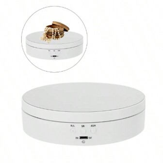 Support de présentation de miroir rotatif électrique 360 degrés, support à bijoux, alimenté par USB, rotation à 3 vitesses ajustables, convient à la photographie de bijoux, accessoires, produits DIY en studio
