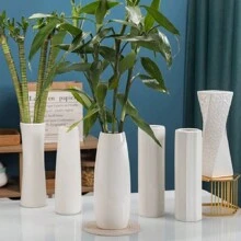 Jarrón de cerámica creativo, sencillo, nórdico, ins, sala de estar, escritorio, restaurante, arreglo floral para el hogar - Blanco - Ver 6