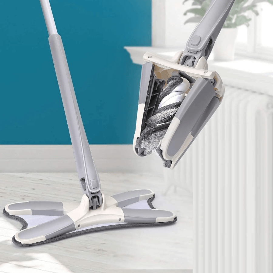 X-förmiger Bodenwischmop mit Ersatz-Wischbezügen, selbstausrindender flacher Mop, Bodenmop für das Zuhause ohne Hände waschen, Reinigungswerkzeug