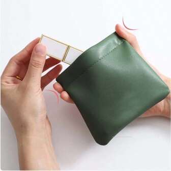 1 件男女通用 PU 皮革线缆收纳袋按扣开合化妆品耳机多色可选礼品男士女士钱包迷你钱包钱包零钱包