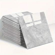 10pcs Marble Pattern Tile Stickers, Waterproof Oilproof Removable PVC Floor Sticker For Kitchen Home Decor