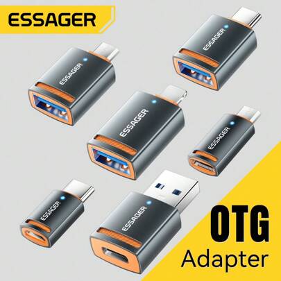 ESSAGER 5A OTG适配器，USB转Type-C转USB转换器，5Gbps高速传输，适用于连接手机和电脑