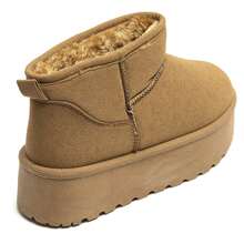Fur-Lined Platform Ankle Boots For Daily Wear - Camel - View 4